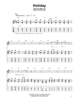 page one of Holiday (Easy Guitar Tab)
