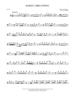 page one of Barely Breathing (Cello Solo)