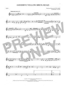 page one of Goodbye Yellow Brick Road (French Horn Solo)