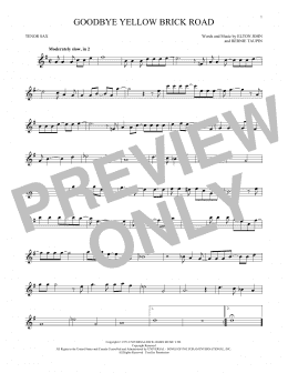 page one of Goodbye Yellow Brick Road (Tenor Sax Solo)