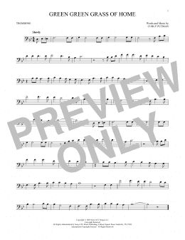 page one of Green Green Grass Of Home (Trombone Solo)