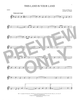 page one of This Land Is Your Land (French Horn Solo)