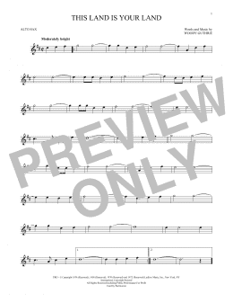 page one of This Land Is Your Land (Alto Sax Solo)