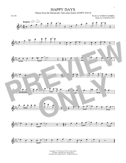 page one of Happy Days (Flute Solo)
