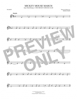 page one of Mickey Mouse March (from The Mickey Mouse Club) (Trumpet Solo)