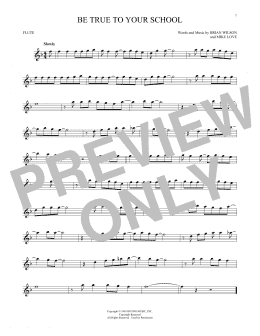 page one of Be True To Your School (Flute Solo)