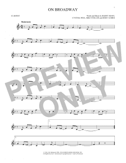 page one of On Broadway (Clarinet Solo)