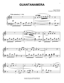 page one of Guantanamera (Easy Piano)