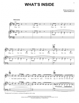 page one of What's Inside (from Waitress The Musical) (Piano, Vocal & Guitar Chords (Right-Hand Melody))