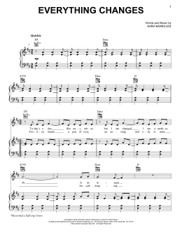 page one of Everything Changes (from Waitress The Musical) (Piano, Vocal & Guitar Chords (Right-Hand Melody))