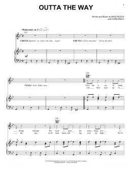 page one of Outta The Way (Piano, Vocal & Guitar Chords (Right-Hand Melody))