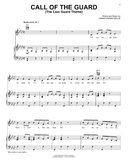 page one of Call Of The Guard (The Lion Guard Theme) (Piano, Vocal & Guitar Chords (Right-Hand Melody))