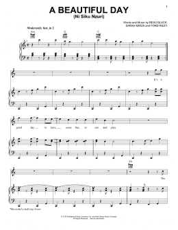 page one of A Beautiful Day (Ni Siku Nzuri) (Piano, Vocal & Guitar Chords (Right-Hand Melody))