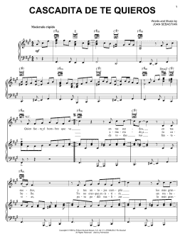 page one of Cascadita De Te Quieros (Piano, Vocal & Guitar Chords (Right-Hand Melody))