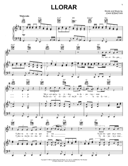 page one of Llorar (Piano, Vocal & Guitar Chords (Right-Hand Melody))