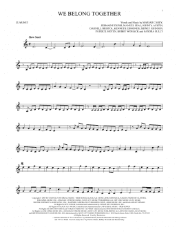 page one of We Belong Together (Clarinet Solo)
