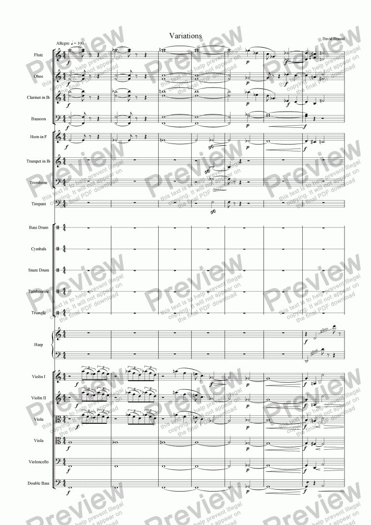 page one of Orchestral Variations