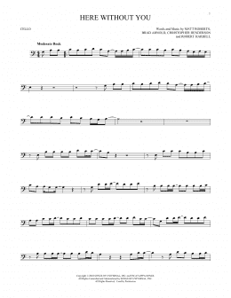 page one of Here Without You (Cello Solo)