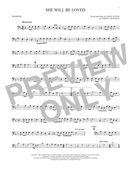 page one of She Will Be Loved (Trombone Solo)
