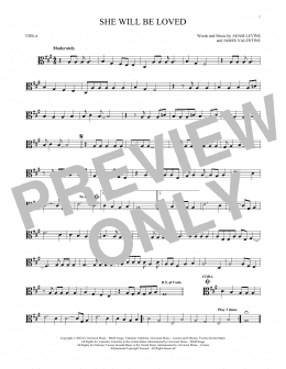 page one of She Will Be Loved (Viola Solo)