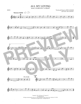 page one of All My Loving (French Horn Solo)