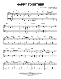 page one of Happy Together [Jazz version] (arr. Brent Edstrom) (Piano Solo)