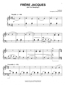 page one of Frere Jacques (Easy Piano)
