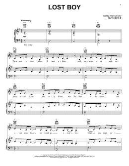 page one of Lost Boy (Piano, Vocal & Guitar Chords (Right-Hand Melody))