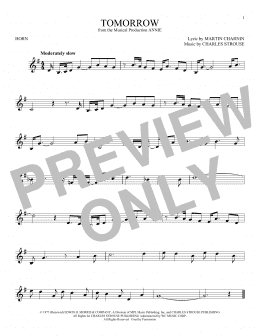 page one of Tomorrow (French Horn Solo)