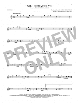 page one of I Will Remember You (Alto Sax Solo)