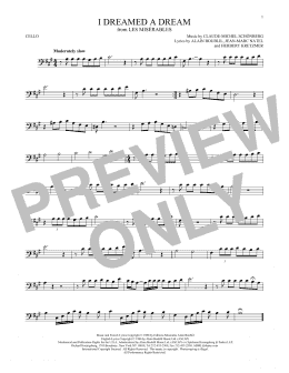 page one of I Dreamed A Dream (Cello Solo)