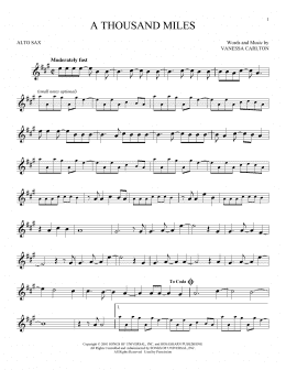 page one of A Thousand Miles (Alto Sax Solo)