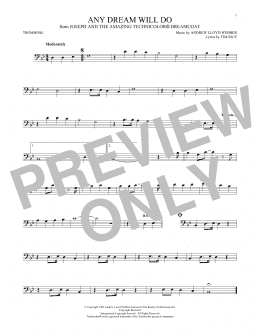 page one of Any Dream Will Do (from Joseph and the Amazing Technicolor Dreamcoat) (Trombone Solo)