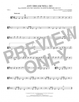page one of Any Dream Will Do (from Joseph and the Amazing Technicolor Dreamcoat) (Viola Solo)