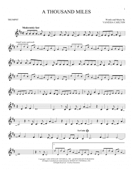 page one of A Thousand Miles (Trumpet Solo)