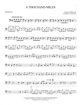 page one of A Thousand Miles (Trombone Solo)