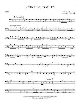 page one of A Thousand Miles (Cello Solo)