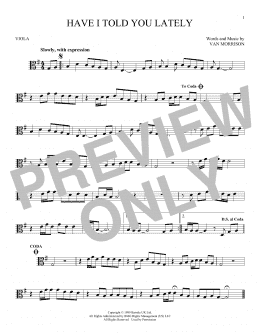 page one of Have I Told You Lately (Viola Solo)