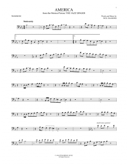 page one of America (Trombone Solo)