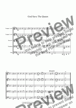 page one of God Save The Queen (brass quintet)