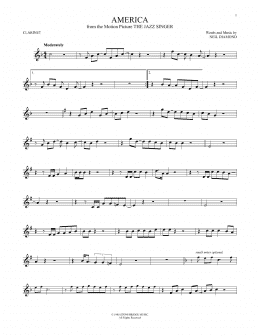 page one of America (Clarinet Solo)