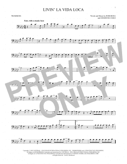 page one of Livin' La Vida Loca (Trombone Solo)