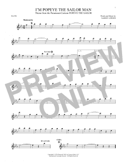 page one of I'm Popeye The Sailor Man (Flute Solo)