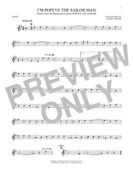 page one of I'm Popeye The Sailor Man (Violin Solo)