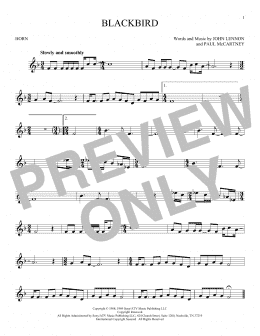 page one of Blackbird (French Horn Solo)