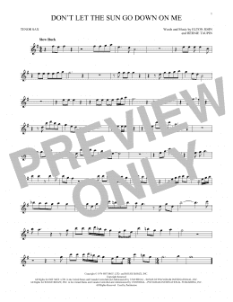 page one of Don't Let The Sun Go Down On Me (Tenor Sax Solo)