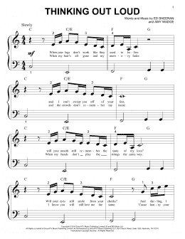 page one of Thinking Out Loud (Big Note Piano)