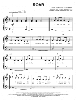 page one of Roar (Big Note Piano)