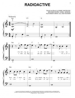 page one of Radioactive (Big Note Piano)