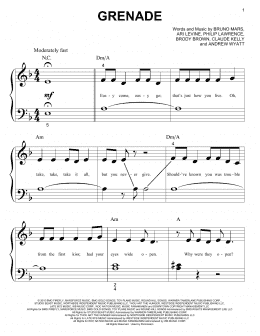 page one of Grenade (Big Note Piano)